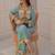 Floral embroidered pure cotton keyhole neck blue co ord set