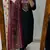 Floral embroidered  cotton round neck black kurta trouser & dupatta set