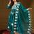 Women teal silk blend solid embroidered a-line kurta trouser with dupatta