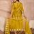 Women mustard silk blend solid embroidered a-line kurta trouser with dupatta