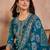 Women blue cotton blend floral printed straight kurta trouser with dupatta
