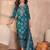 Women blue cotton blend floral printed straight kurta trouser with dupatta