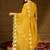 Women yellow silk blend solid embroidered a-line kurta trouser with dupatta