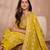 Women yellow  floral printed straight kurta trouser with dupatta