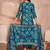 Women blue cotton blend floral printed straight kurta trouser with dupatta