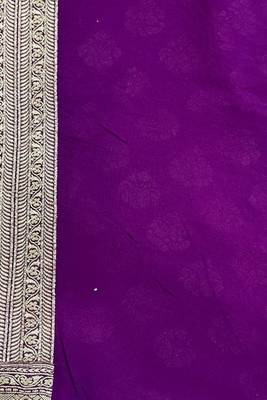 Banarasi puresilk khaddi georgette saree in rani pink colour with floral zari work 5