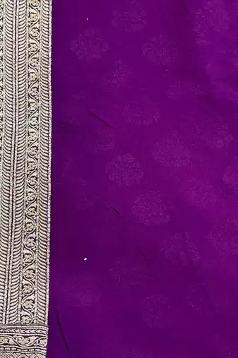 Banarasi puresilk khaddi georgette saree in rani pink colour with floral zari work