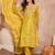 Women yellow  floral printed straight kurta trouser with dupatta