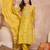 Women yellow  floral printed straight kurta trouser with dupatta