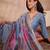 Women blue cotton blend solid embroidered straight kurta trouser with dupatta