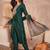 Women green silk blend solid embroidered straight kurta trouser with dupatta