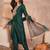 Women green silk blend solid embroidered straight kurta trouser with dupatta