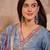 Women blue cotton blend solid embroidered straight kurta trouser with dupatta