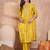 Women yellow  floral printed straight kurta trouser with dupatta