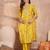 Women yellow  floral printed straight kurta trouser with dupatta