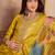 Women yellow silk blend solid embroidered straight kurta trouser with dupatta