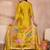 Women yellow silk blend solid embroidered straight kurta trouser with dupatta