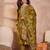Women green silk blend floral printed straight kurta trouser with dupatta