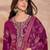 Women purple silk blend floral printed straight kurta trouser with dupatta