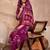 Women purple silk blend floral printed straight kurta trouser with dupatta