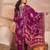 Women purple silk blend floral printed straight kurta trouser with dupatta