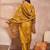 Women mustard silk blend floral printed straight kurta trouser with dupatta