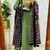 Floral embroidered  cotton round neck green kurta trouser & dupatta set