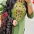 Floral embroidered pure cotton round neck green kurta trouser & dupatta set