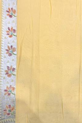 Banarasi puresilk khaddi georgette tissue saree in yellow color with  minakari work 5