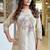 Floral embroidered pure cotton round neck beige kurta & trouser set