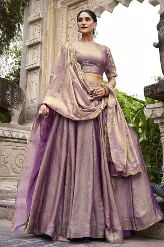 Lavender Fendy With Sequence Embroidered Work Wedding Lehenga Choli