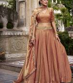 Orange Fendy With Sequence Embroidered Work Wedding Lehenga Choli