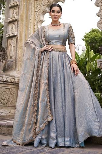 Skyblue Fendy With Sequence Embroidered Work Wedding Lehenga Choli