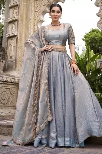 Skyblue Fendy With Sequence Embroidered Work Wedding Lehenga Choli