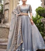 Skyblue Fendy With Sequence Embroidered Work Wedding Lehenga Choli