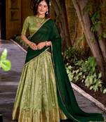 Traditional Pista Dupion Silk With Zari Weaving Work Lehenga Choli
