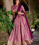 Traditional Pink Dupion Silk With Zari Weaving Work Lehenga Choli