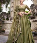 Mehendi Fendy With Sequence Embroidered Work Wedding Lehenga Choli