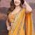 Yellow georgette embriodered lace saree with blouse piece.