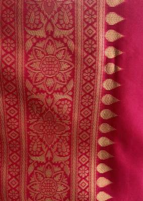  pink silk blend banarasi saree with unstitched blouse piece 7