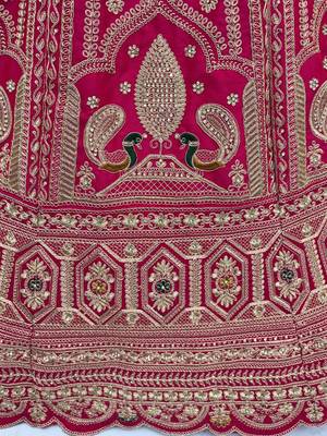 Classic Pink Multi Thread Work Silk Bridal Lehenga Choli With Double Dupatta 8