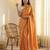 Orange & white color polka dots printed japan satin saree with unstitched blouse