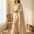 White & orange color polka dots printed japan satin saree with unstitched blouse