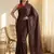 Black & red color polka dots printed japan satin saree with unstitched blouse