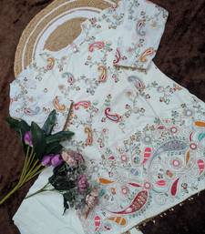 crepe silk blend embroidered kurti set with pant