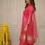 Women's pink stylish viscose kurta palazzo set with embroidery yoke & dupatta