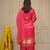 Women's pink stylish viscose kurta palazzo set with embroidery yoke & dupatta