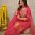 Women's pink stylish viscose kurta palazzo set with embroidery yoke & dupatta