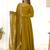 Ravishing Mustard Yellow Silk Anarkali Pant Suit With Sequins Dupatta