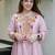 Elegant baby pink  crepe kurta palazzo set with embroidered yoke